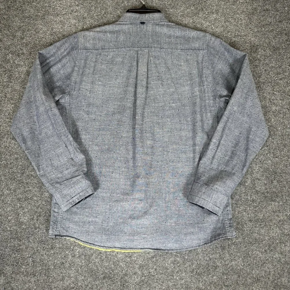 Descendants of Thieves Shirt Mens L Grey Polka Dots Long Sleeve Button Up Adult‎ - Picture 5 of 7